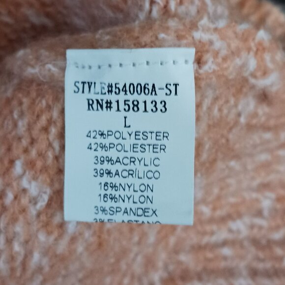 NWT, Pink Clover, Size L, Peach/Orange Color Knit Pullover Crewneck Sweater - Picture 8 of 11